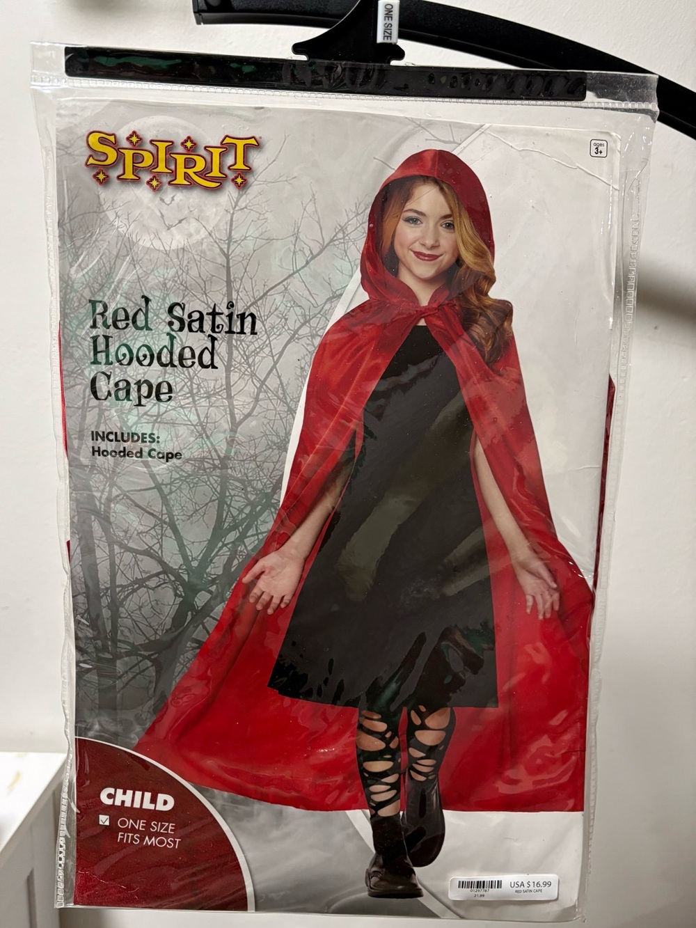 Spirit Red Satin Hooded Cape Costume